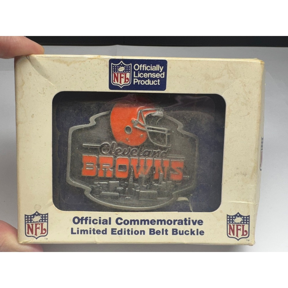 Vintage Cleveland Browns NFL Belt Buckle Siskiyou Limited Edition USA Made Box